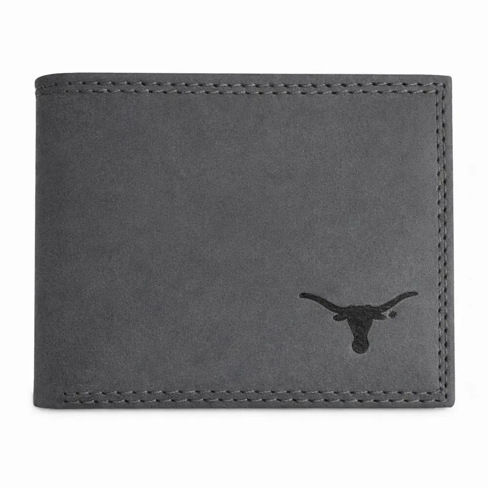 Texas Longhorn Leather Bifold Wallet NCAA Mens College Football Fan Gift Slim ID